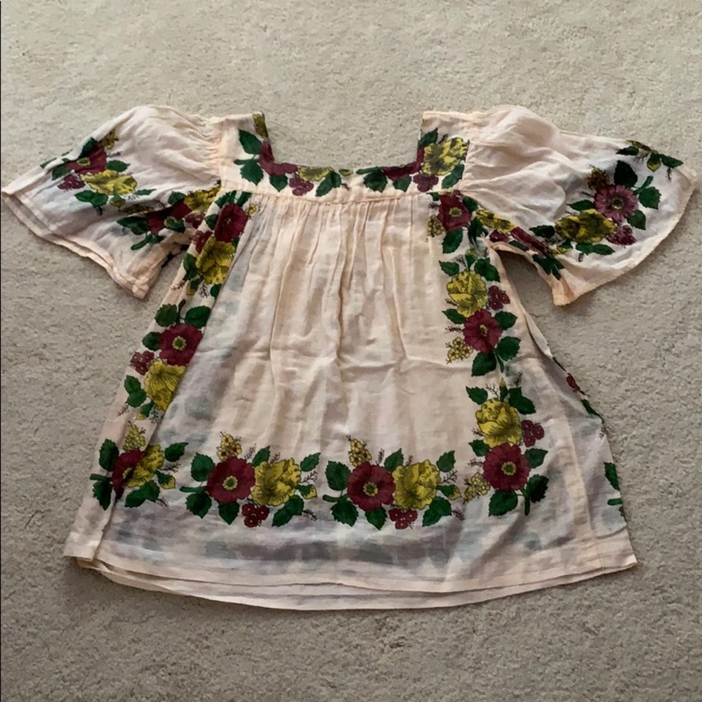 Vintage floral blouse square neck